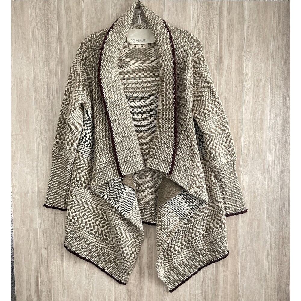YIGAL AZROUEL Open Cardigan Woman's Sz Small 70% Alpaca Knit Oversized Drape